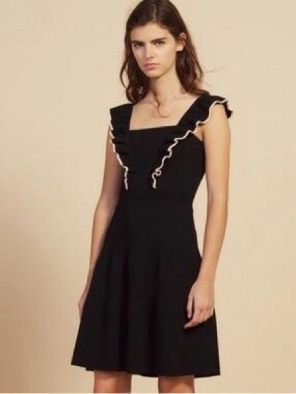 Sandro Paris Tristian Frill Ruffle Knit Dress in Size FR 34 US 2